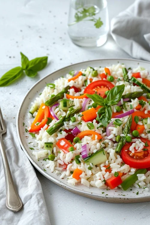 Ensalada de arroz integral con verduras