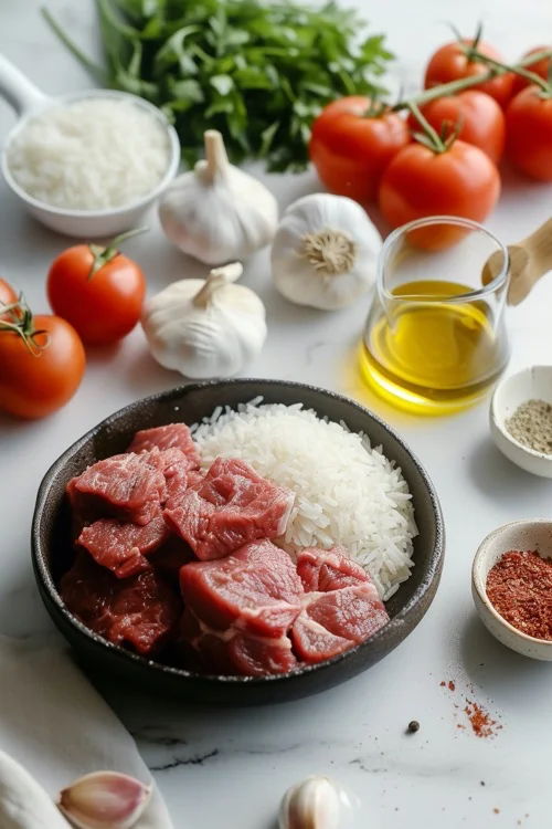 ingredientes arroz integral con carne
