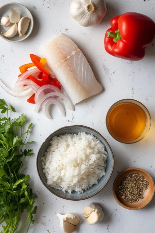 ingredientes arroz integral con pescado