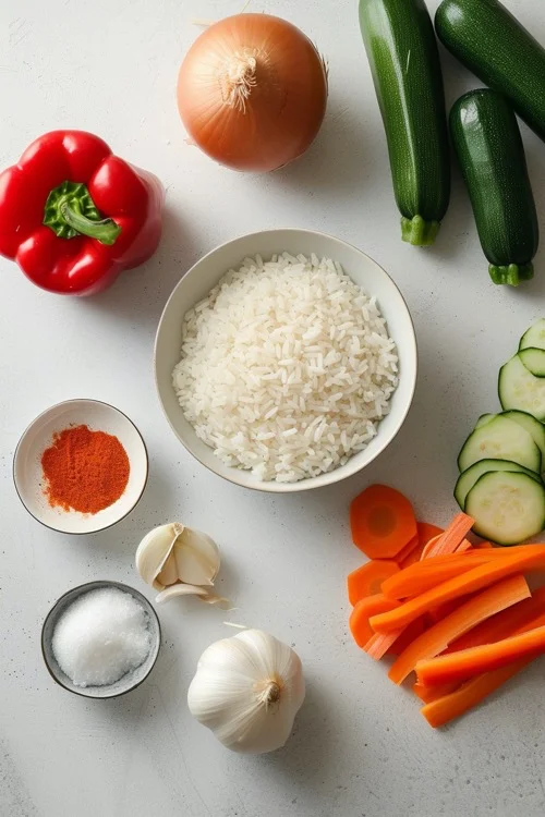 ingredientes arroz integral con verduras
