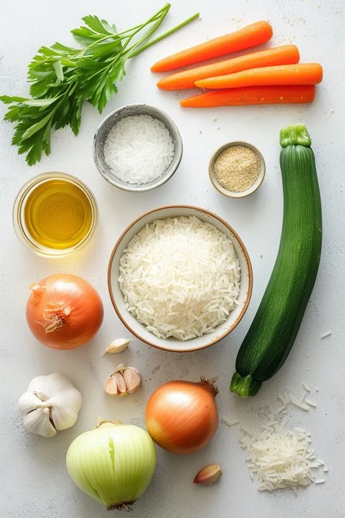 ingredientes arroz integral con verduras en Thermomix